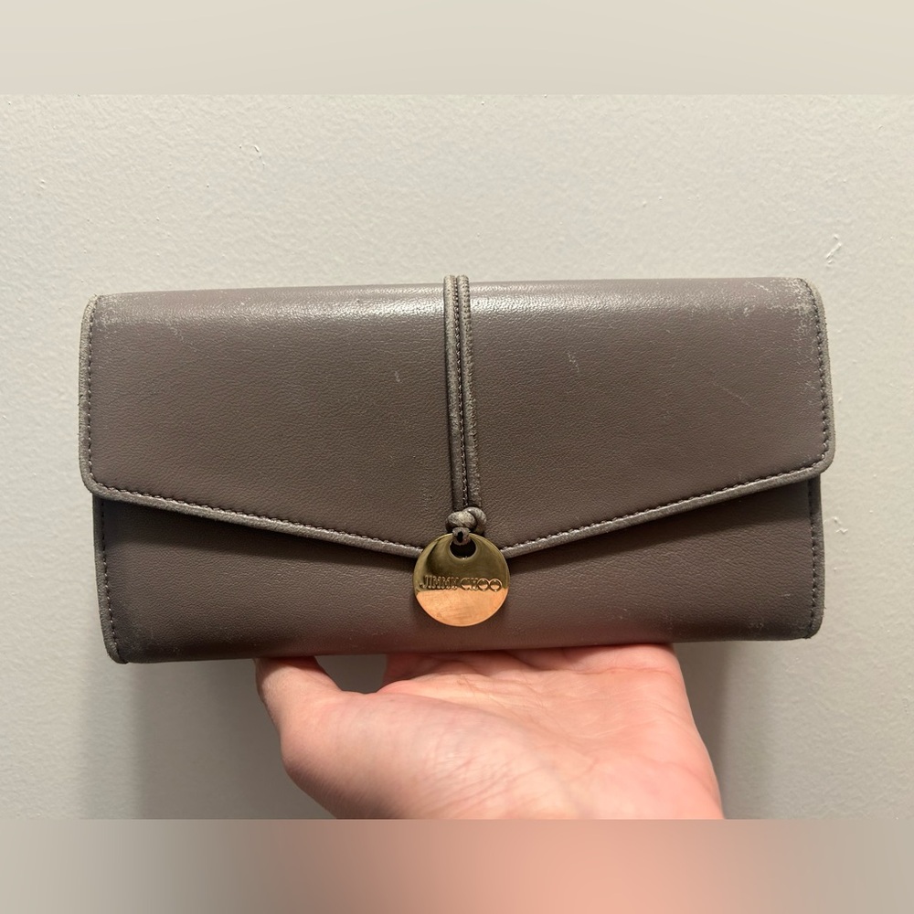 Jimmy Choo Taupe Leather Wallet EUC with COA